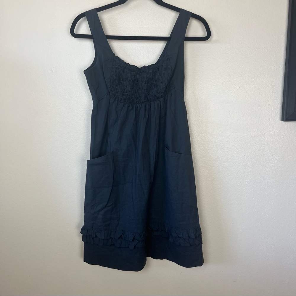 Anthropology Maeve Cotton Black Sleeveless Dress W/Pockets Size XS
